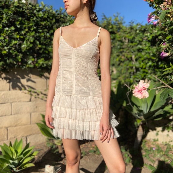 Free People Dresses & Skirts - Vintage Beige Tulle Mini Dress